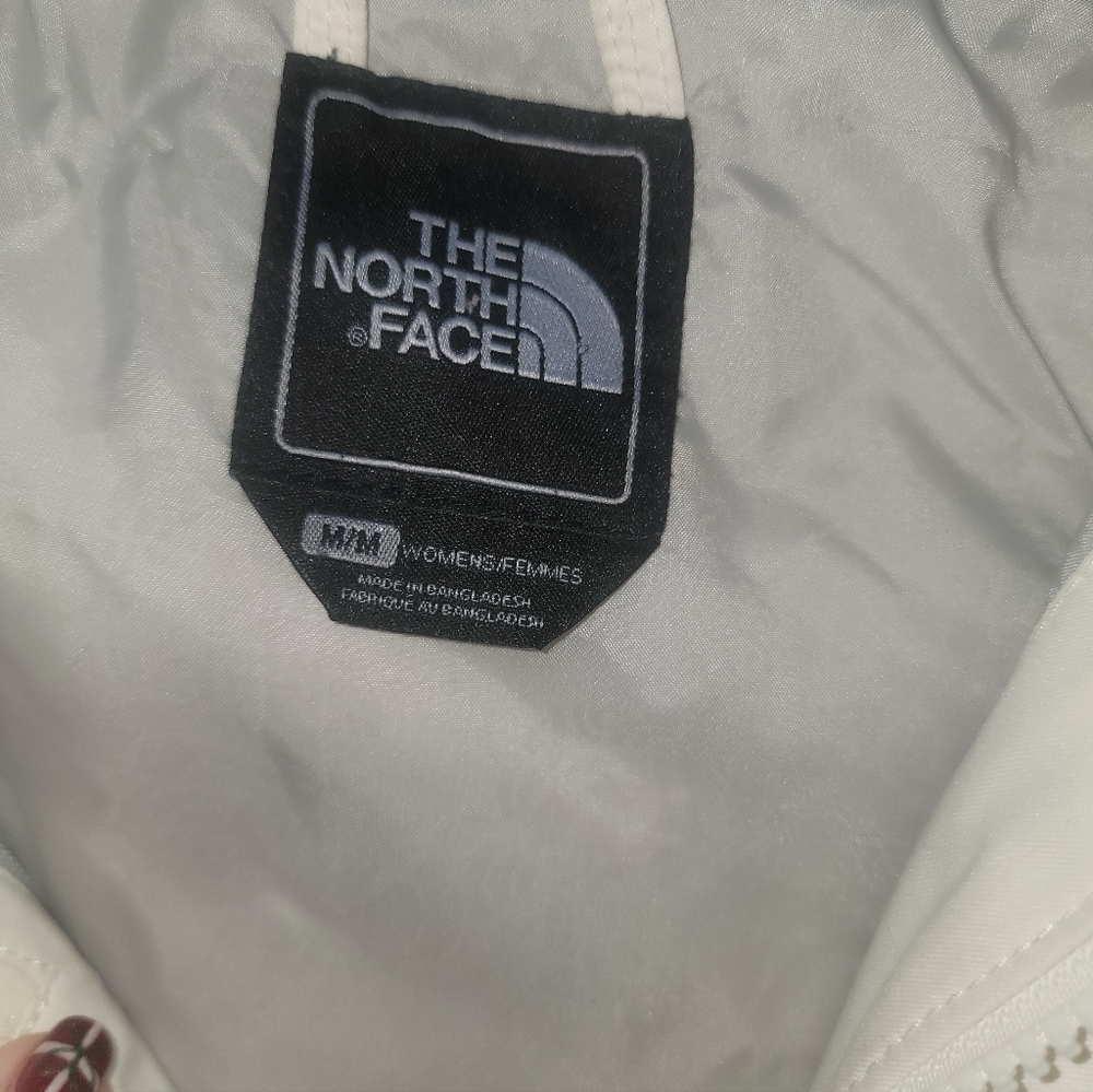 Misses Sz M North Face Down Winter Jacket With Hood White Gray - Picture 6 of 16